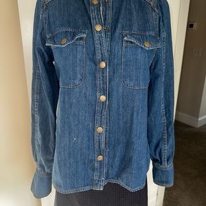 Sezane Blue Button Down Shirt Classic Denim Style